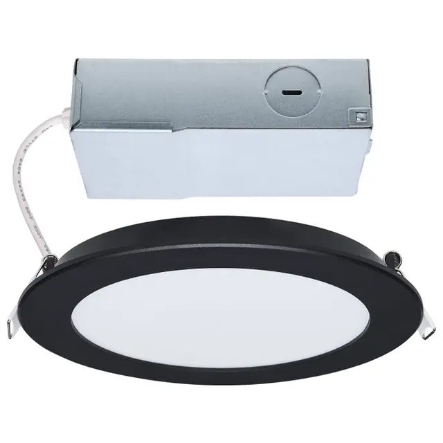 6 In Black 6 Inch Cannless Fixture; CCT Selectable; Round