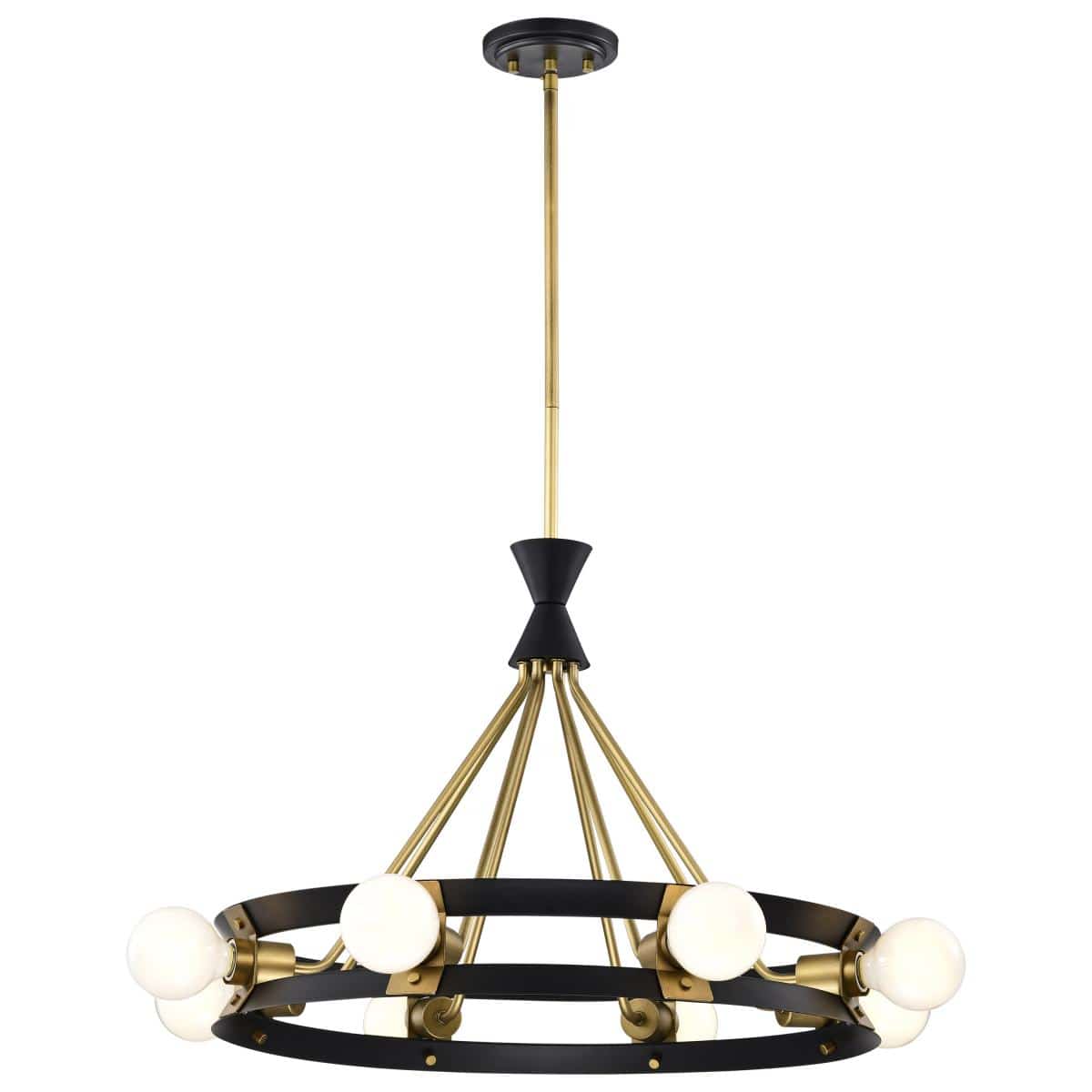 Marsden 8 Light Chandelier; Matte Black and Natural Brass Finish - Green Lighting Wholesale, INC