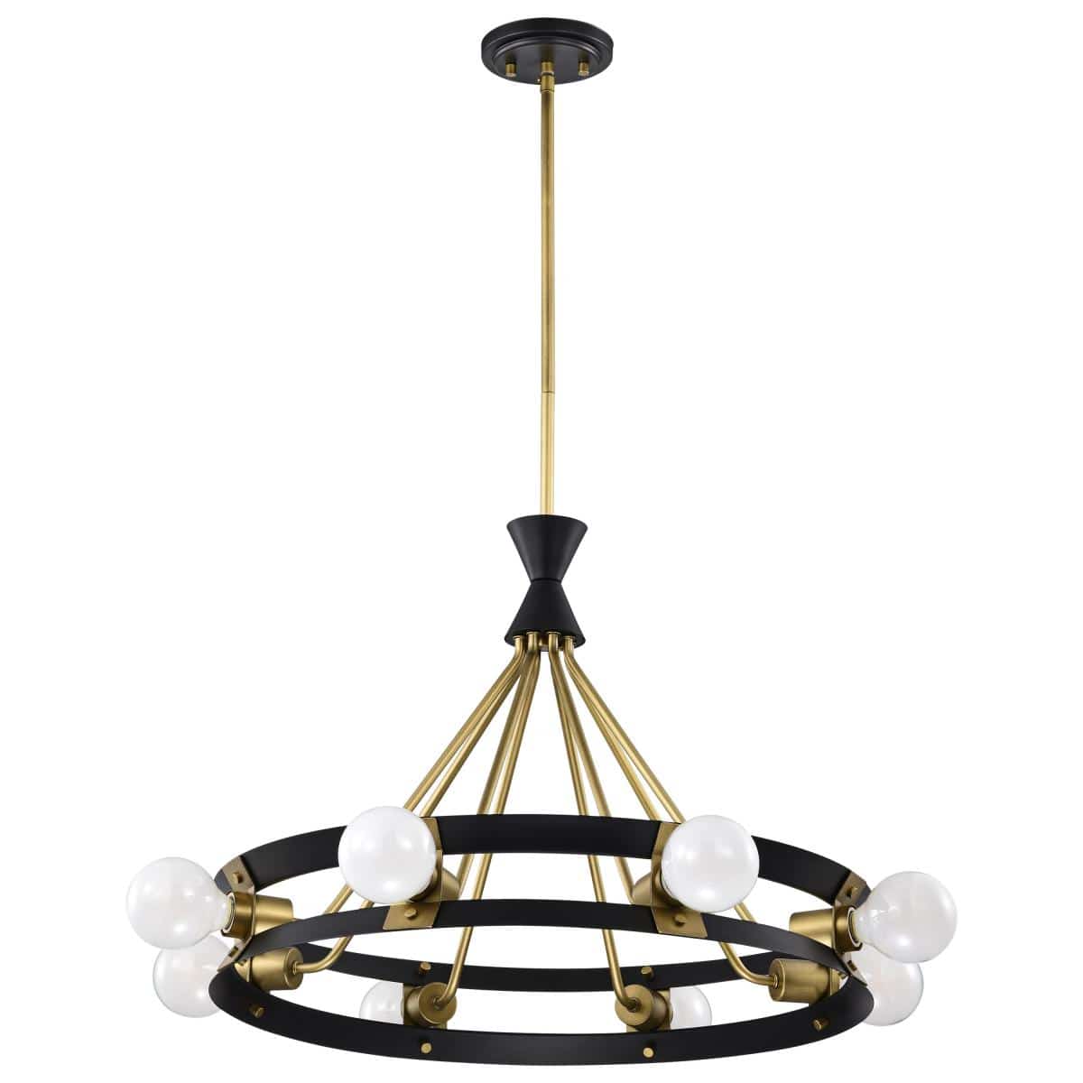 Marsden 8 Light Chandelier; Matte Black and Natural Brass Finish - Green Lighting Wholesale, INC
