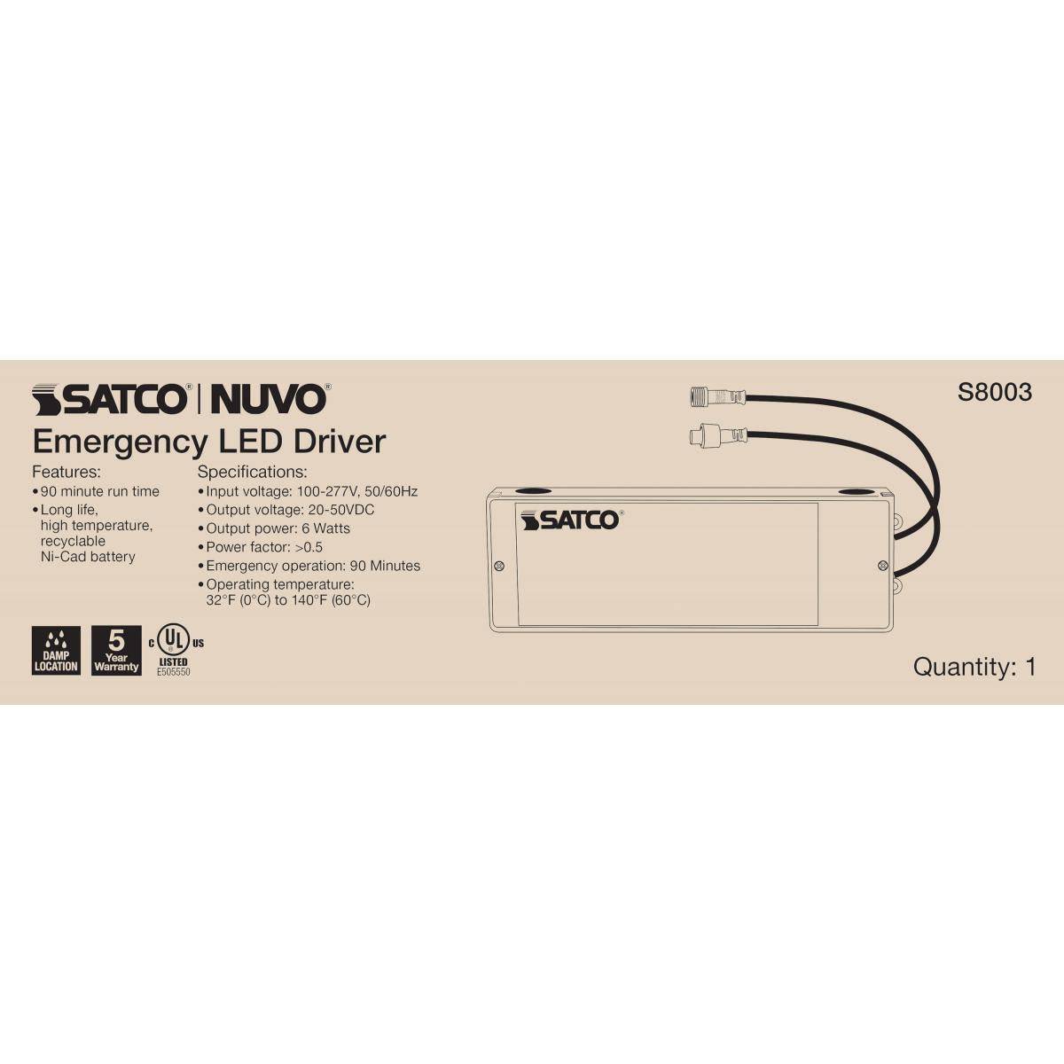 6 Watt; 90 Minute; 100-277 Volt; LED Emergency Backup Driver; For use with 4/6/8 or 10 Inch CDL - Green Lighting Wholesale