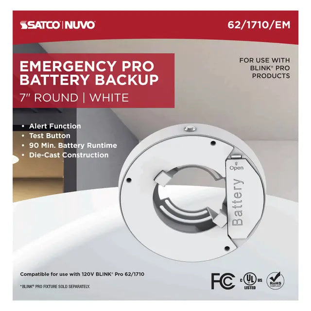 Round Surface Mount Fixture with Emergency Battery Backup