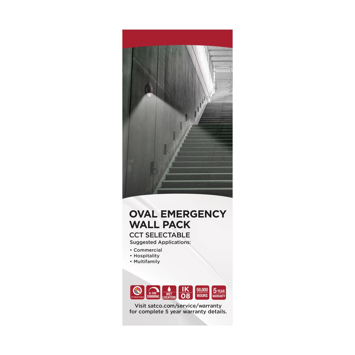 Oval Small Emergency Wall Pack; LED; CCT Selectable; Photocell; Bronze Finish - Green Lighting Wholesale, INC