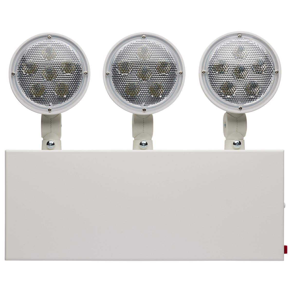 Satco Steel NYC Tri-Head Emergency Light with 90-minute Ni-Cad backup, 120/277V, universal mounting.