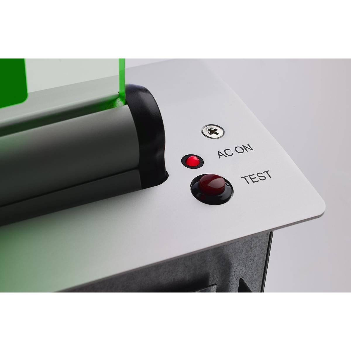 Recessed green mirror-edge LED exit sign by Satco, dual face, 2.94W, suitable for 120V/277V emergency exit lighting.