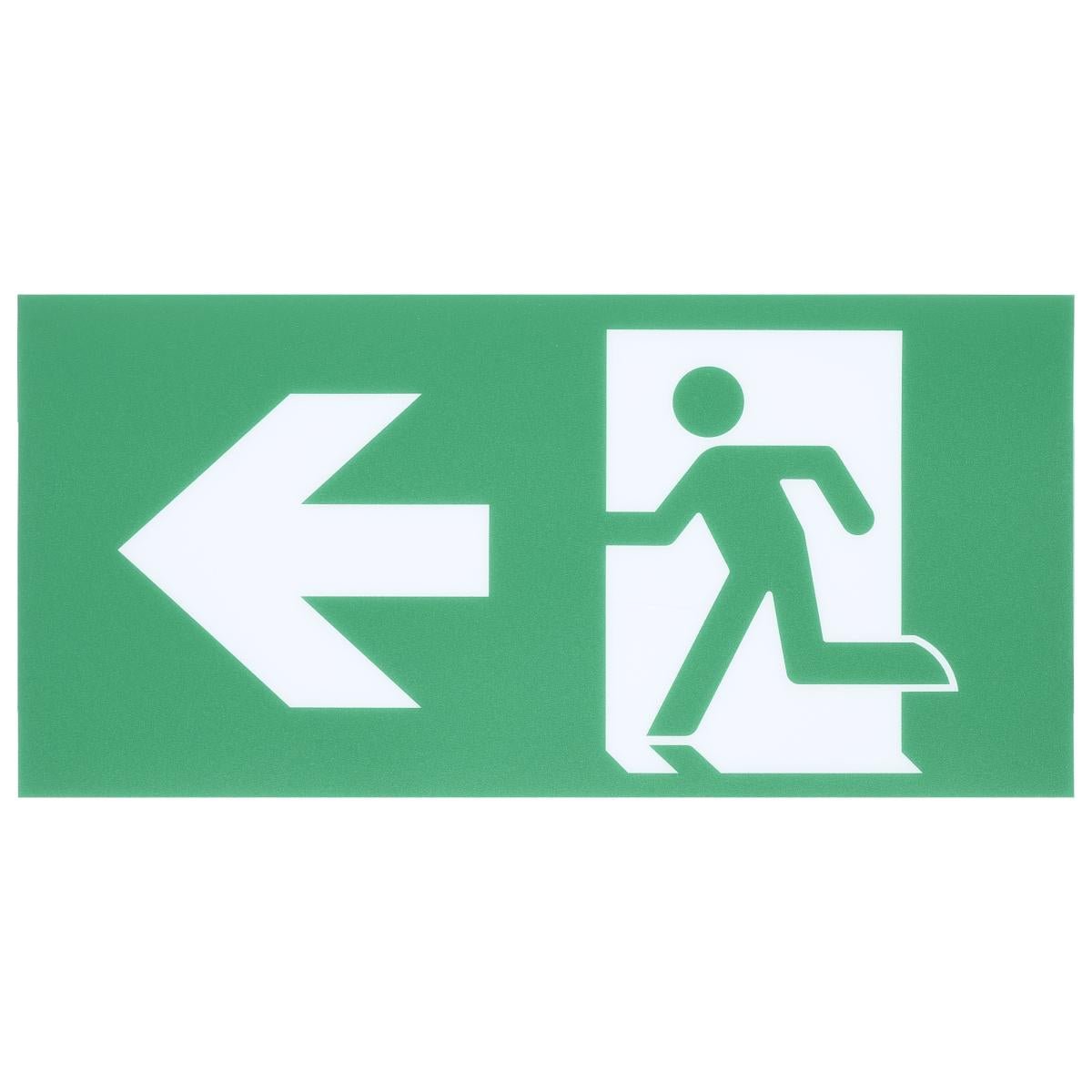 Recessed mounted Satco green combo edge-lit exit sign with running man symbol, dual face emergency lighting for safety exits.