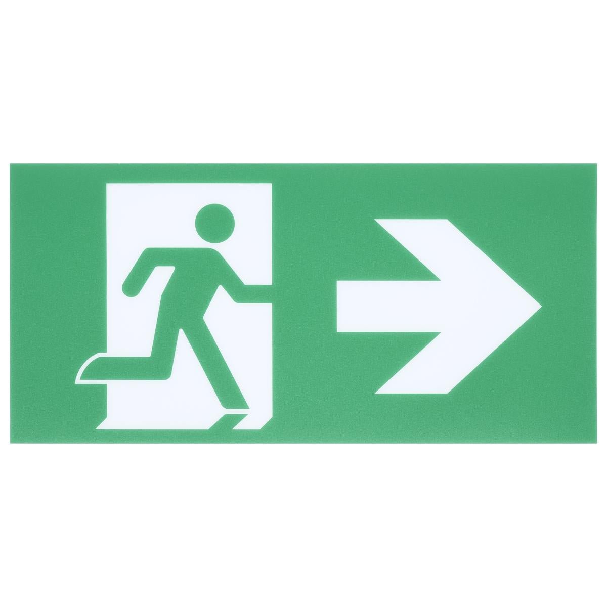 Recessed mounted Satco green combo exit sign with running man graphic, edge-lit, emergency light, single or dual face visibility