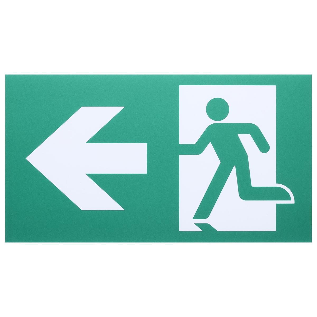 Satco green exit sign for wet locations, single or dual face, with universal mounting, featuring running man symbol for emergency egress