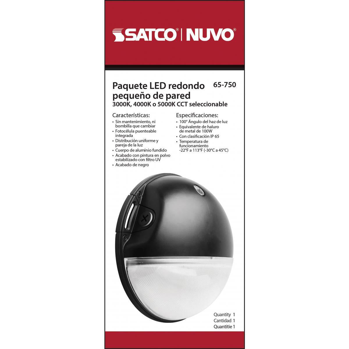 Black LED Small Round Wall Pack; 20W; CCT Selectable; Photocell - Green Lighting Wholesale, INC