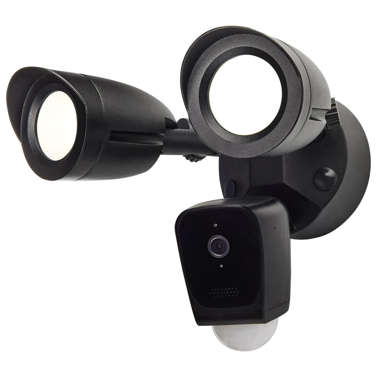Satco Bullet Outdoor SMART Security Camera with Starfish enabled in black finish, exterior lighting fixture for home security.