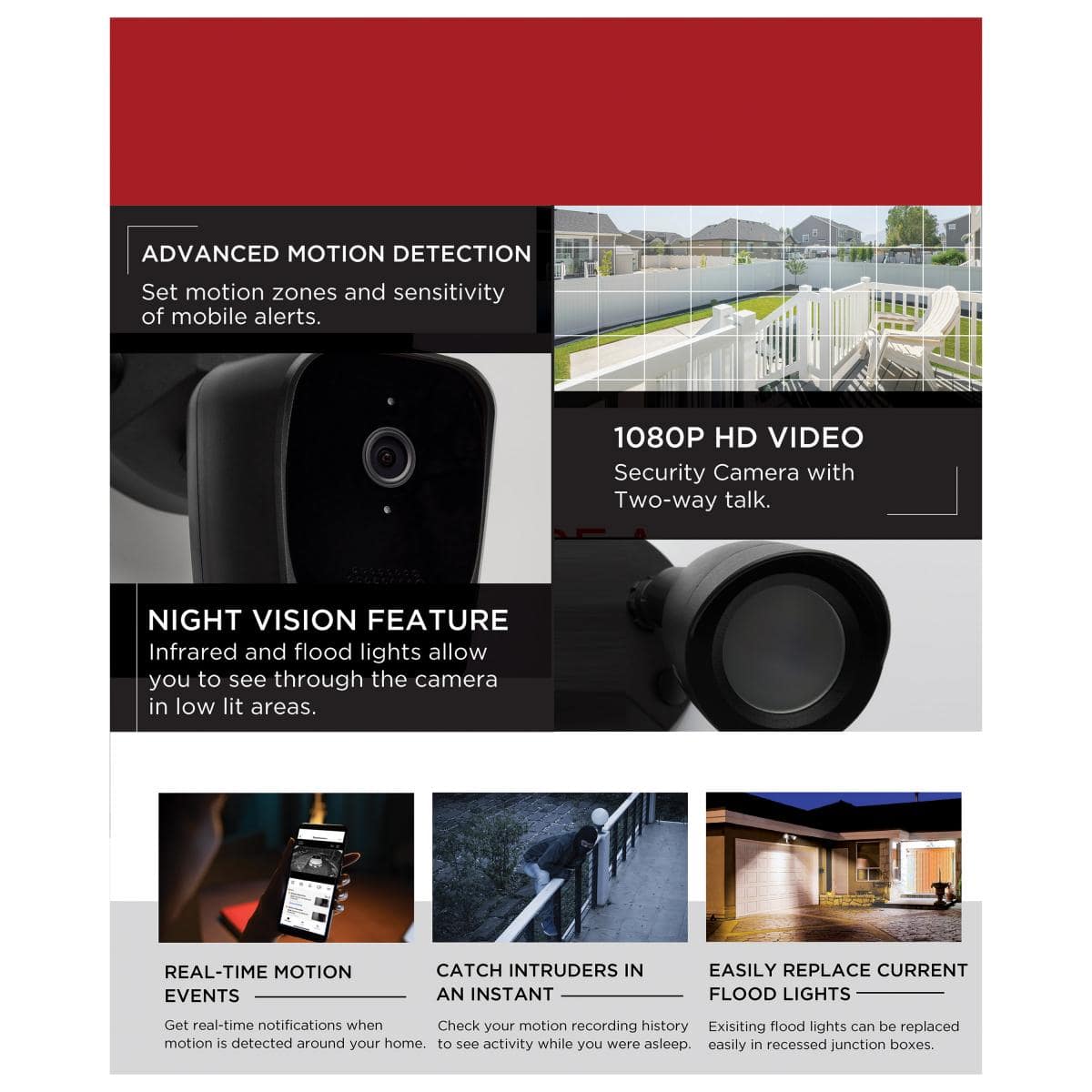 Satco Bullet Outdoor SMART Security Camera with Starfish enabled in black finish, mounted on exterior lighting fixture.