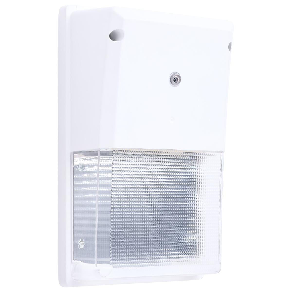 Satco LED turtle-friendly white small wall pack exterior lighting fixture, 20-watt amber color for outdoor illumination.