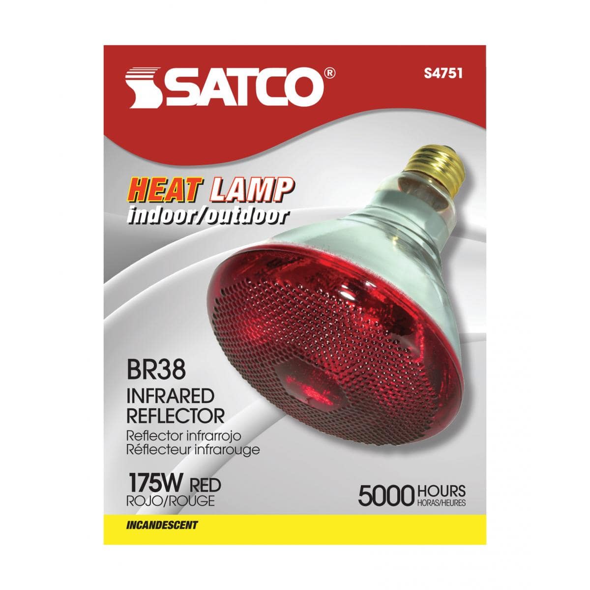 175 Watt BR38 Incandescent Red Heat Lamp - Green Lighting Wholesale, INC
