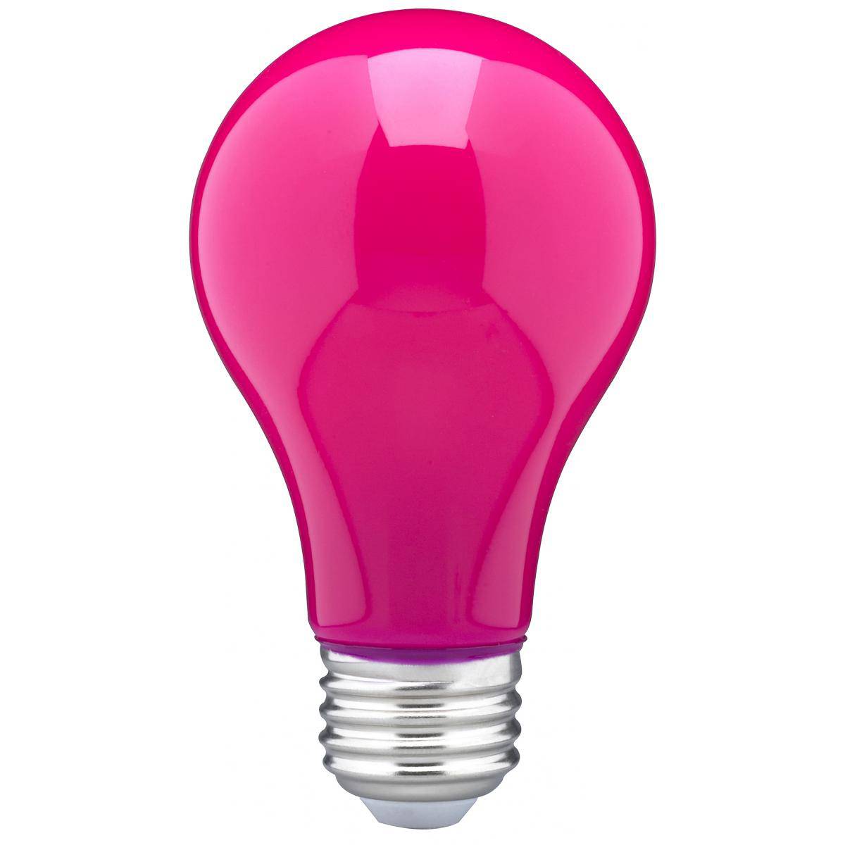 LED Pink 8 Watt A19 LED-Medium Base - Green Lighting Wholesale, INC