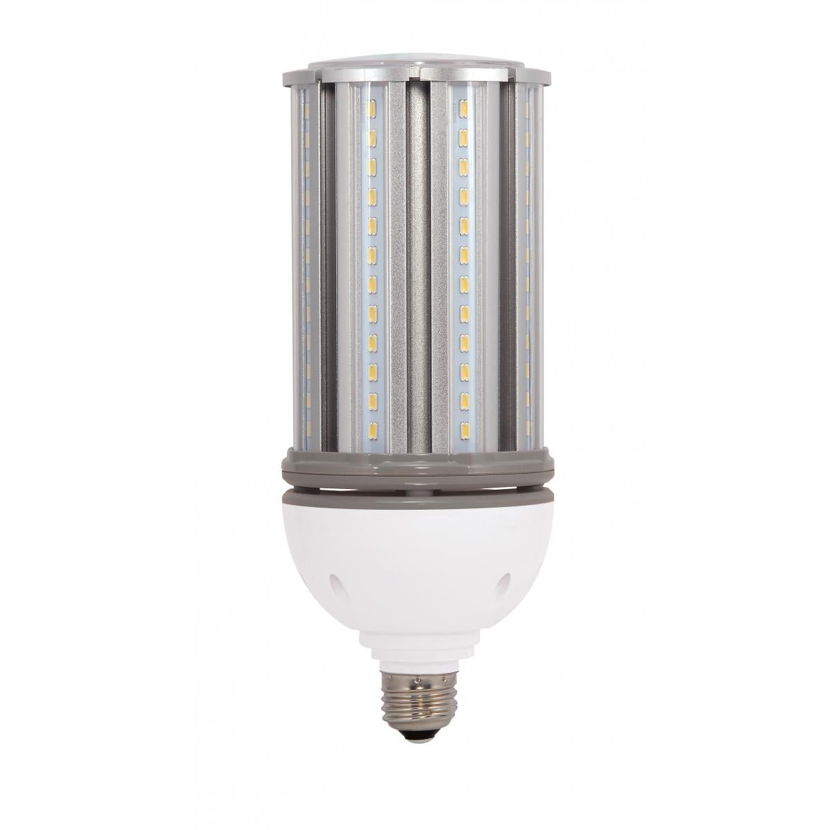 Satco turtle-friendly LED bulb, 36W HID replacement, amber color, medium base, energy-efficient LED lighting.