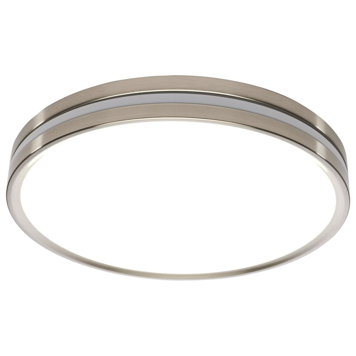 Satco 15-inch LED ceiling fixture with surface mount, built-in night light, and 5 CCT selectable lighting options.