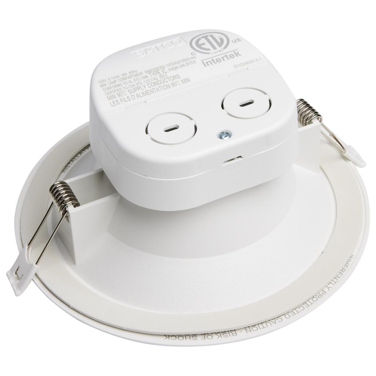 Satco 9 Watt LED canless downlight, 5-6 inch, 2700K, 620 lumens, LED ceiling fixture with sleek modern design
