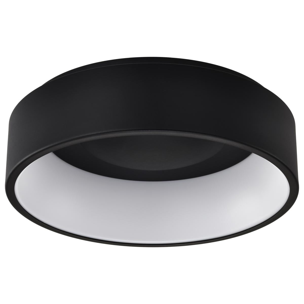 Satco LED Orbit black surface mount fixture with 20W flush mount ceiling lighting and adjustable CCT, modern LED ceiling light.