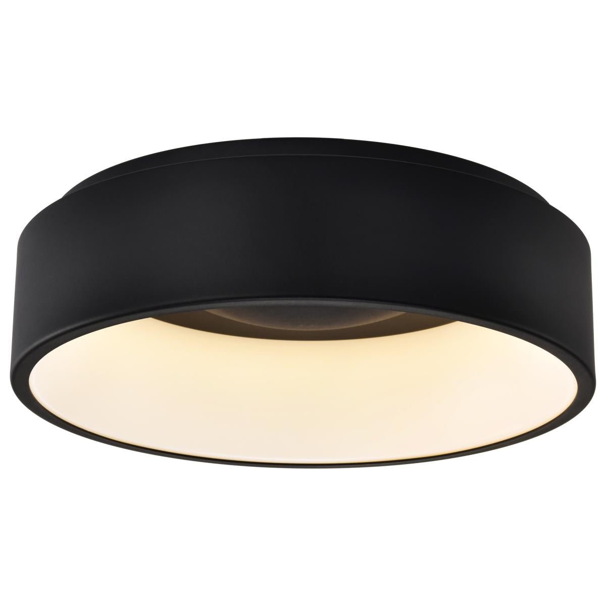 Satco LED Orbit Black Surface Mount Fixture, 20W flush mount ceiling light with adjustable CCT for modern interior lighting.