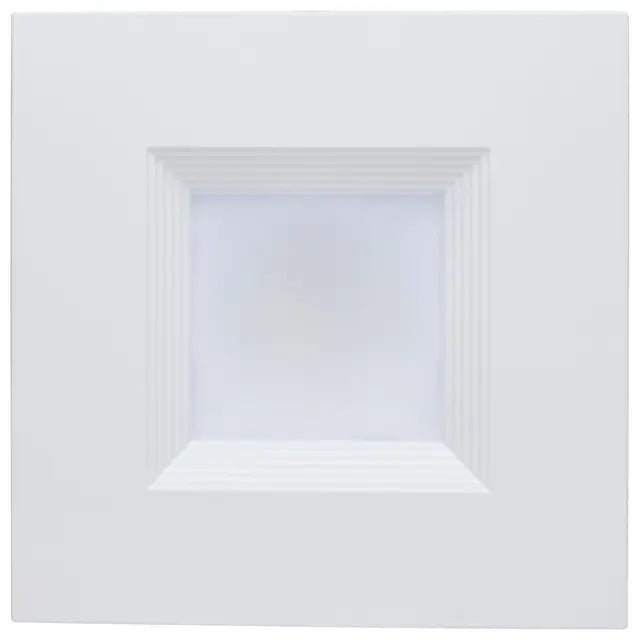 Satco LED square 18.5W 6-inch commercial downlight in white with dual dimming and 120-347V wiring, ceiling fixture.