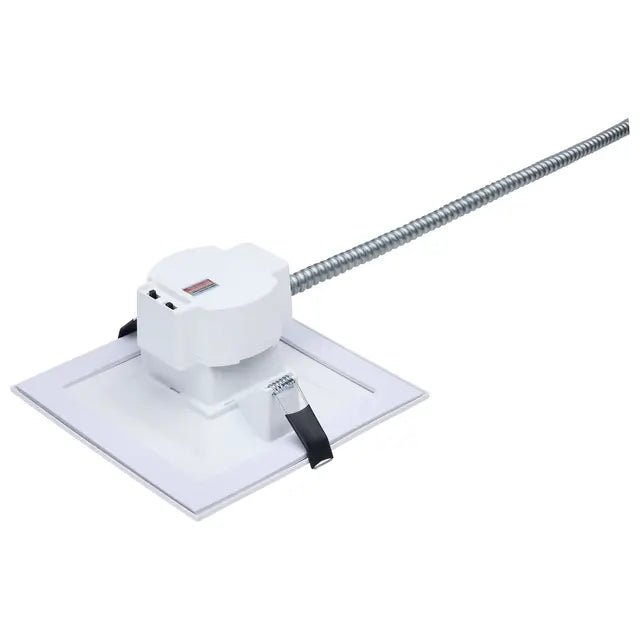 Satco LED square 18.5W 6-inch commercial downlight in white with dual dimming, suitable for ceiling installation.