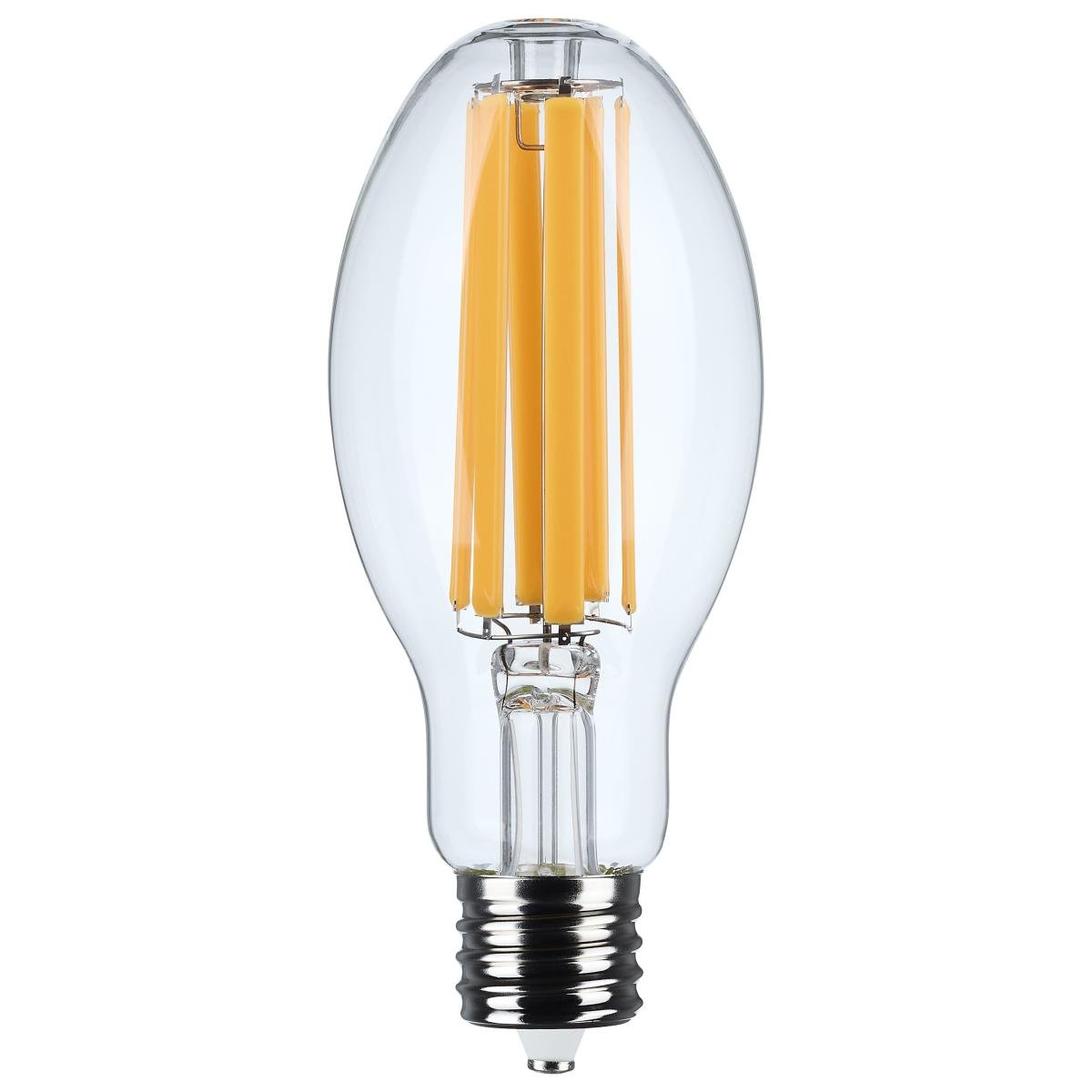 Satco LED HID Replacement ED28 lamp, 2200K color, clear glass, extended mogul base, suitable for industrial lighting.