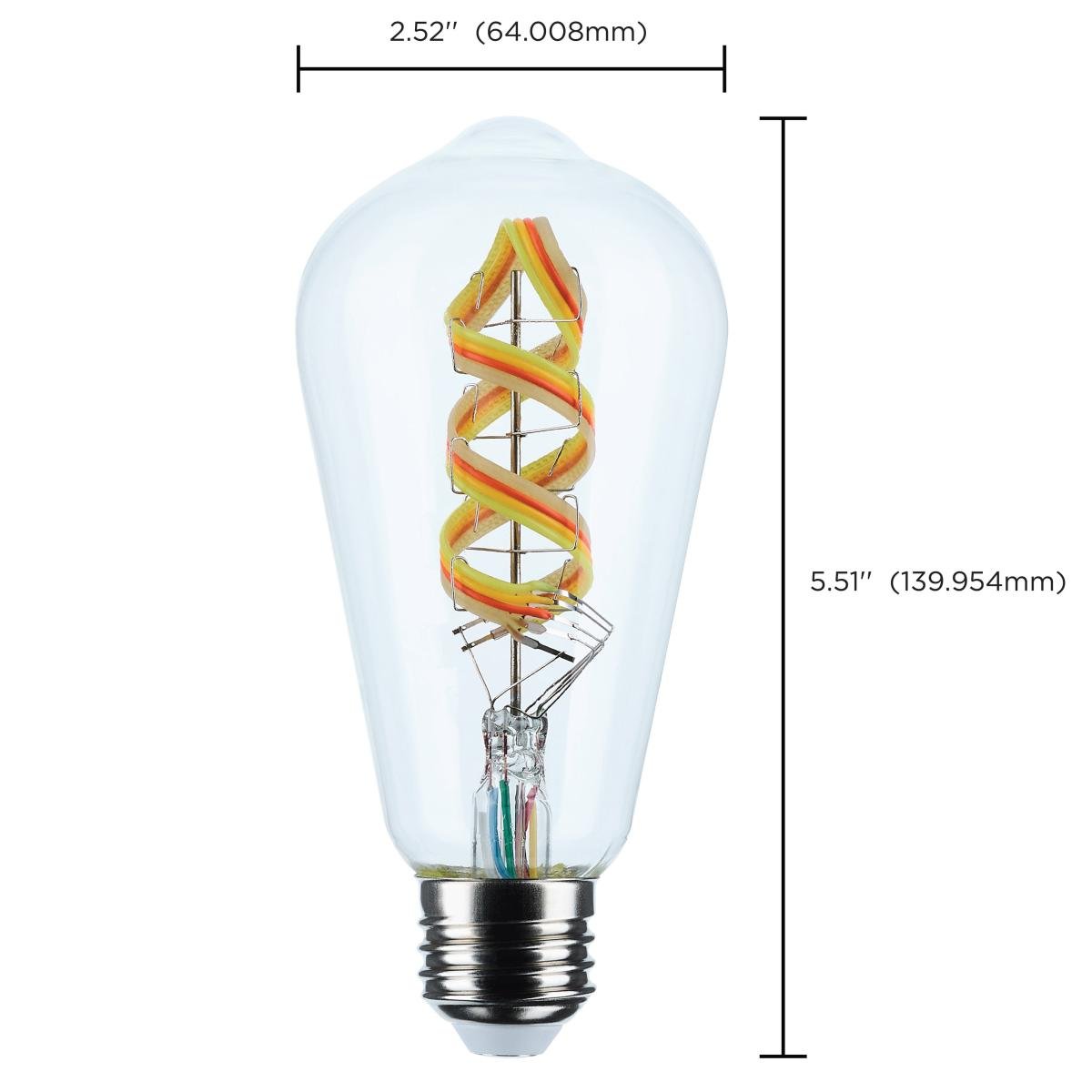 Satco 6W ST19 LED light bulb with RGB and tunable white, clear finish, medium base, compatible with Starfish IOT smart lighting system.