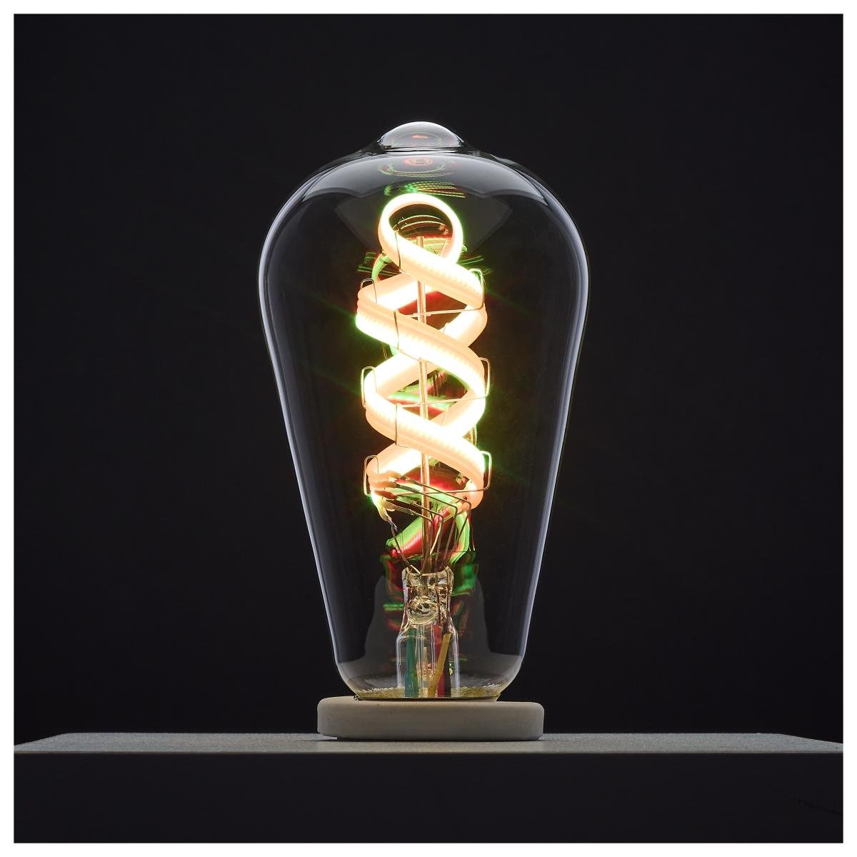 Satco 6W ST19 LED light bulb with RGB/tunable white, clear finish, medium base, compatible with Starfish IOT smart lighting.