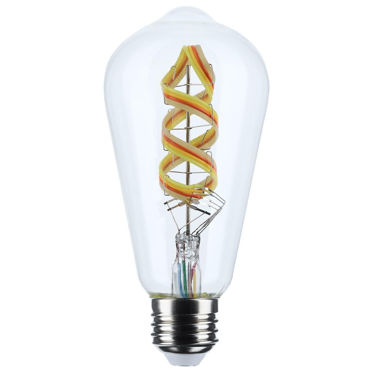 Satco 6W ST19 LED light bulb with RGB and tunable white, clear glass, medium base, starfish IOT branding, for versatile lighting.