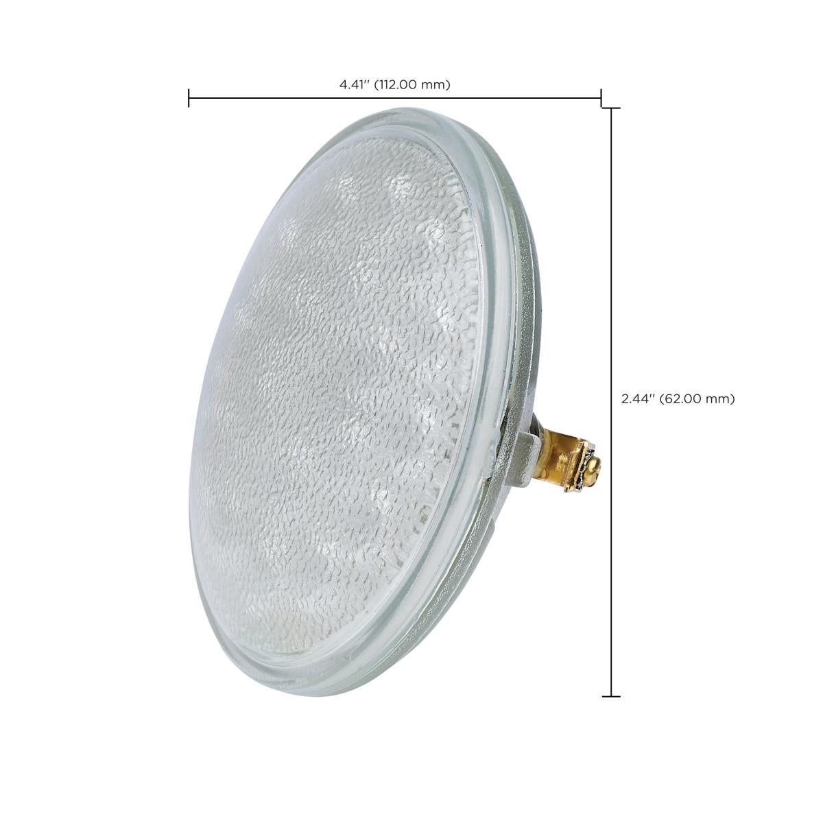 Satco LED 9 Watt PAR36 light bulb with 3000K warm white color and screw terminal base, ideal for spot lighting.