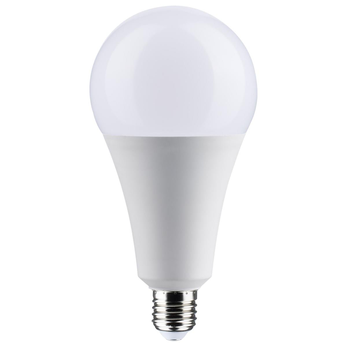 Satco LED A25 30 Watt light bulb with 5000K daylight, non-dimmable, equivalent to 300 watts, ideal for bright home lighting.