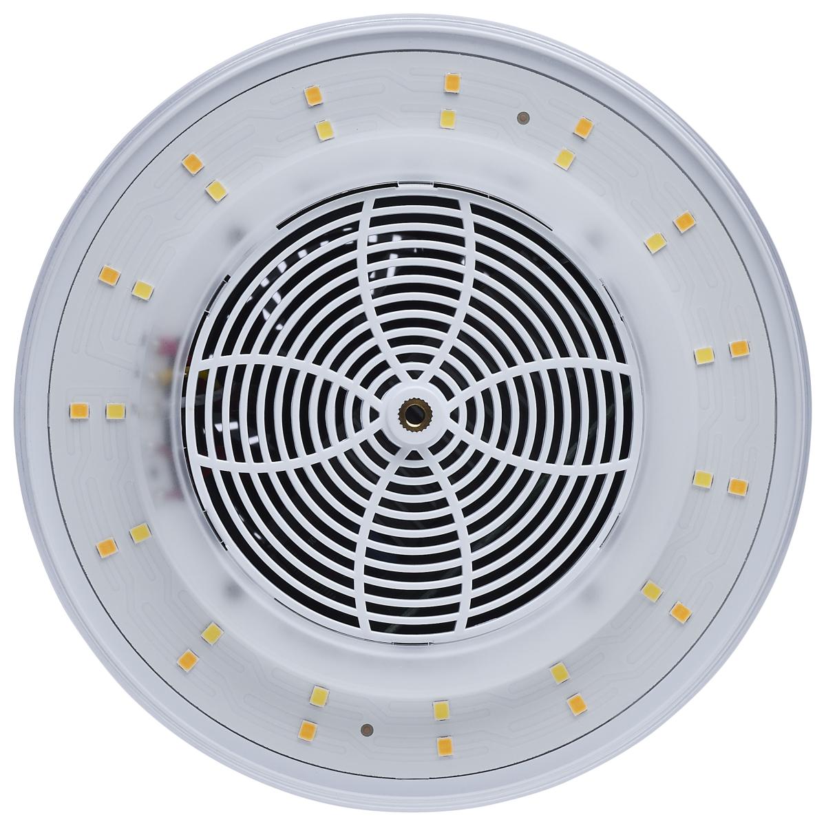 Satco LED Corncob Lamp replacing 600W HID, with adjustable CCT, in a bright light bulb shape suitable for industrial lighting.