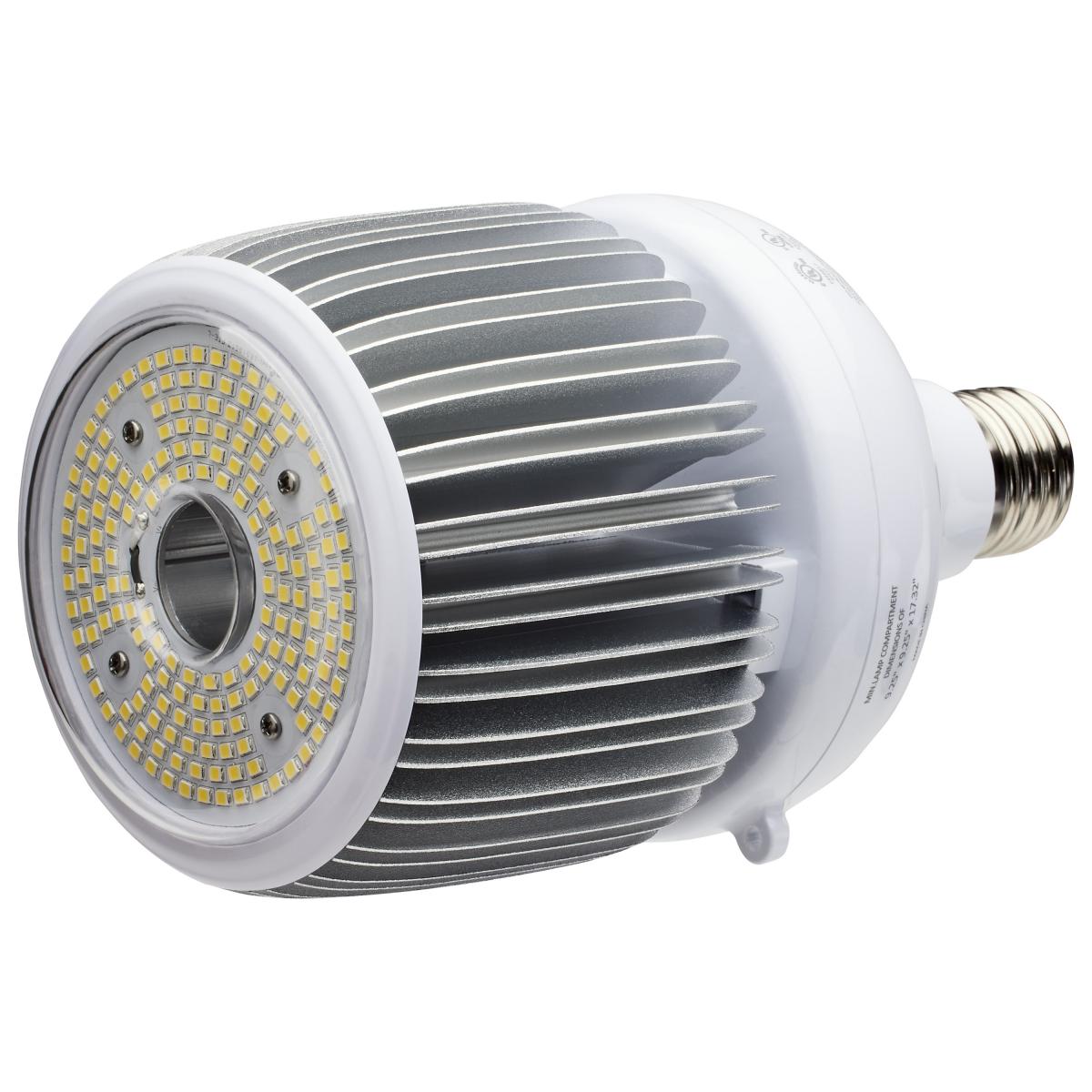 Satco LED Hi-Bay Replacement Lamp, Type B Mogul Extended, 4000K, adjustable wattage, energy-efficient LED light bulb.