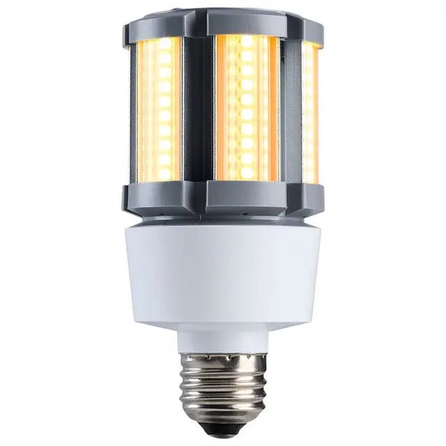 Satco Turtle Friendly 9 Watt LED Corn Cob Lamp bulb, 1600K warm light, energy-efficient LED light bulb for eco-friendly lighting.