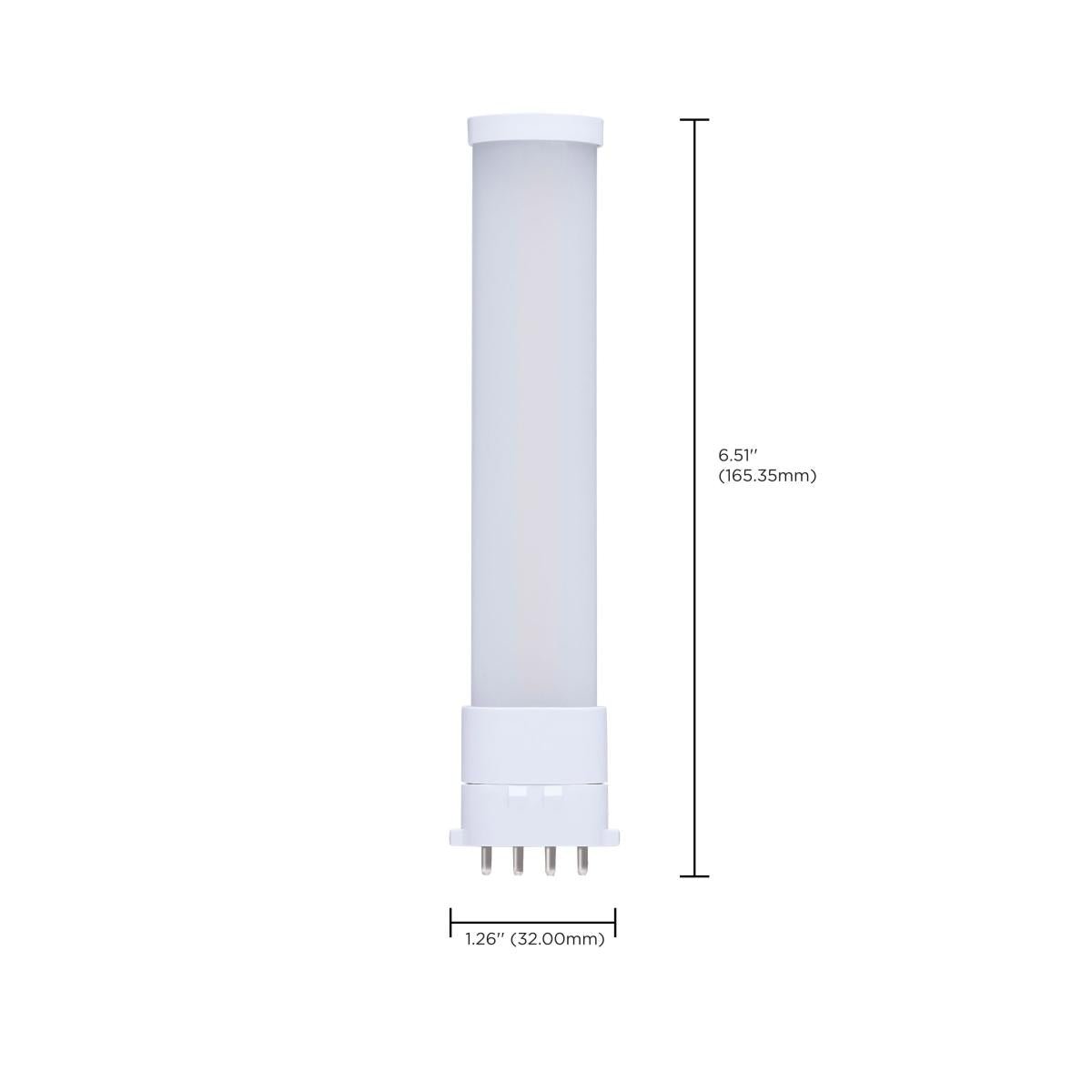 Satco Universal LED PL Lamp, 5.5W with 2GX7 base, available in 2700K-4000K CCT, ballast bypass, energy-efficient LED light bulb.