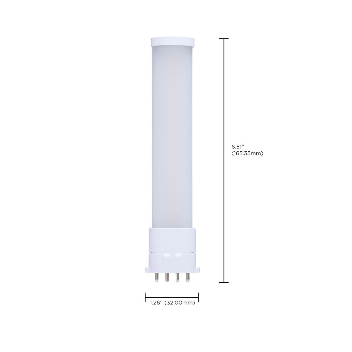Satco Universal LED PL Lamp, 5.5W with 2GX7 base, available in 2700K-4000K CCT, ballast bypass, energy-efficient LED light bulb.