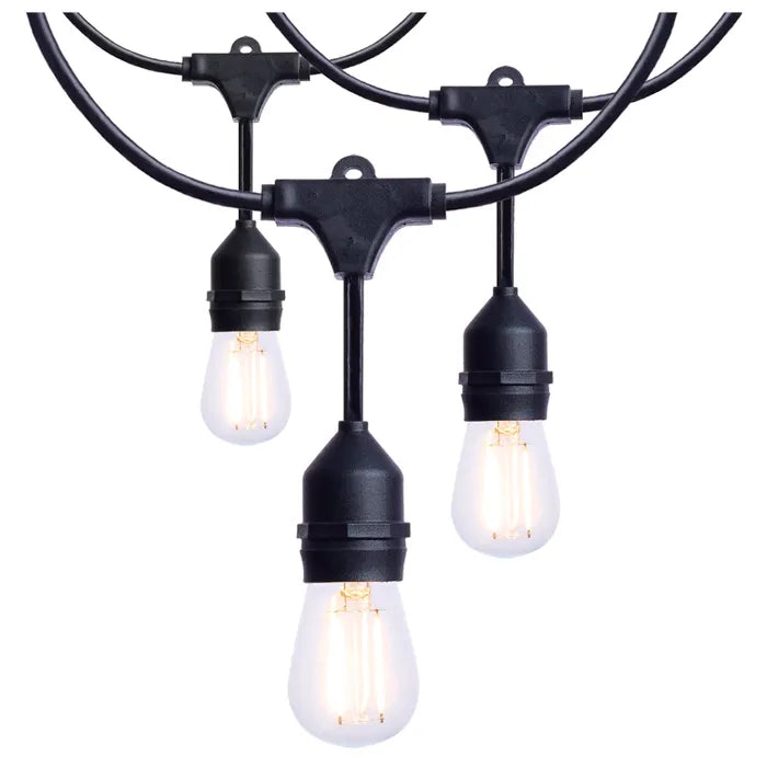 24 Foot LED String Light; 12-S14 Lamps; 2700K; Black