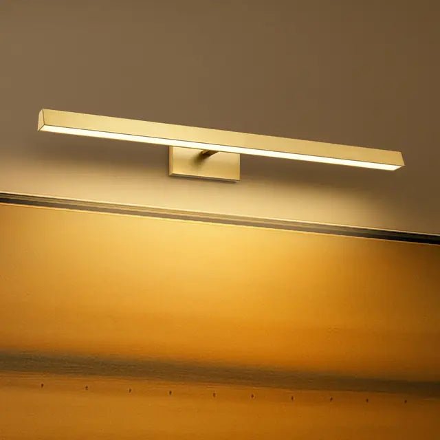 Satco 3-foot LED picture light with vintage brass finish, 3 CCT selectable, acrylic lens for adjustable illumination.