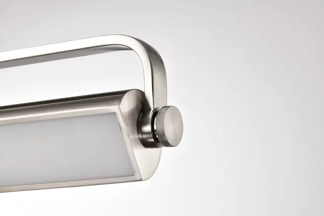 Satco 36-inch LED vanity light with brushed nickel finish, 3 CCT options, acrylic lens for modern bathroom lighting.