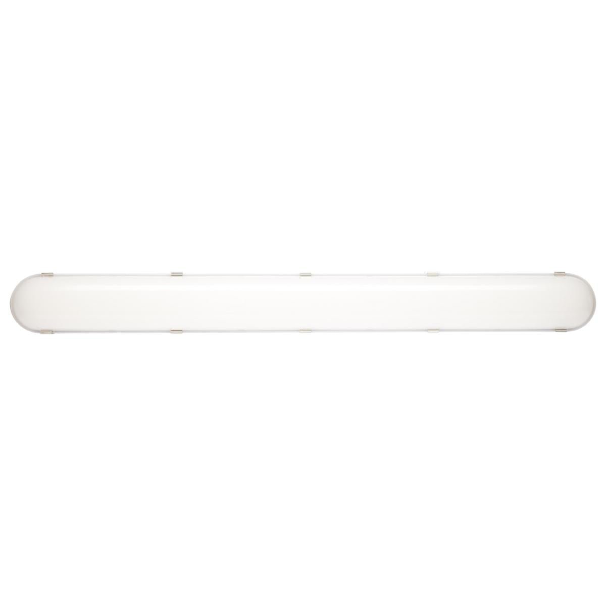 Satco 4-foot vapor proof LED linear fixture with CCT & wattage selectability, IP65, IK08 rated, 0-10V dimming, 120V-347V.