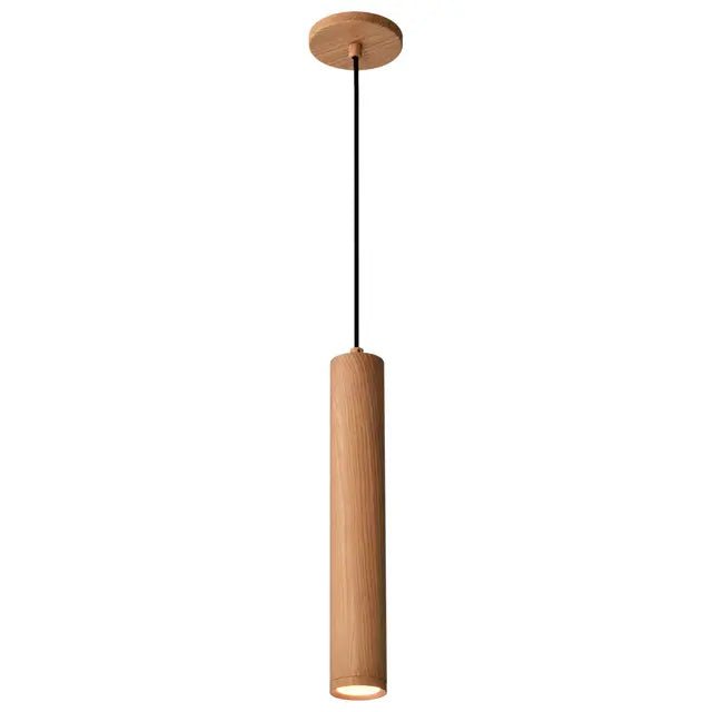 Satco 6-inch LED pendant light in ash wood finish with 12W, 3000K warm white LED lighting fixture for modern interiors.