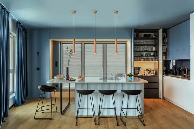 Satco 6-inch LED pendant light in ash wood finish, 12W, 3000K warm white LED lighting fixture with sleek design.