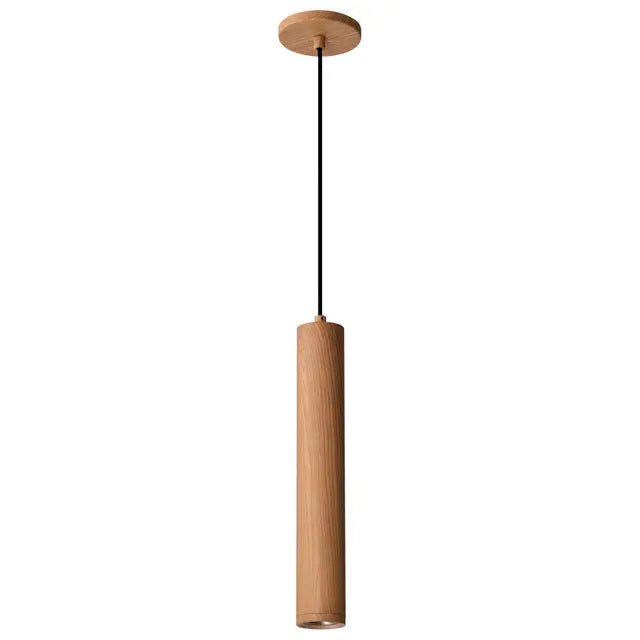 Satco 6-inch LED pendant light in ash wood finish, 12W, 3000K, modern LED lighting fixture with sleek design.