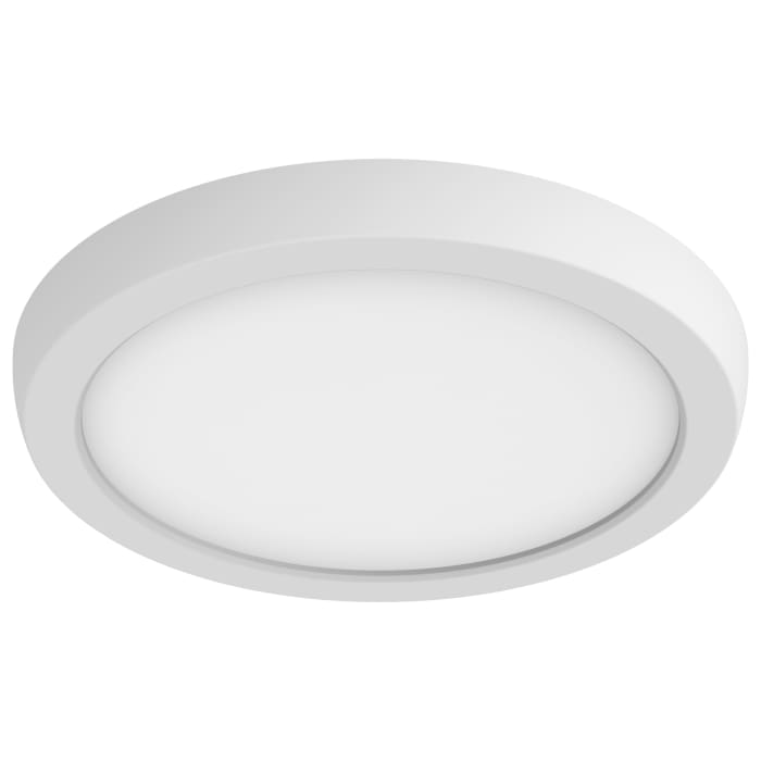 Satco 7-inch round surface mount LED fixture with CCT selectable, white finish, 120V LED lighting fixture.