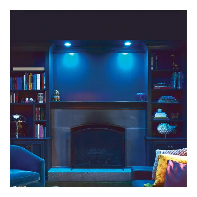 Satco RGB 12W round black LED track head with Starfish-enabled lighting fixture, designed for modern ceiling track lighting.