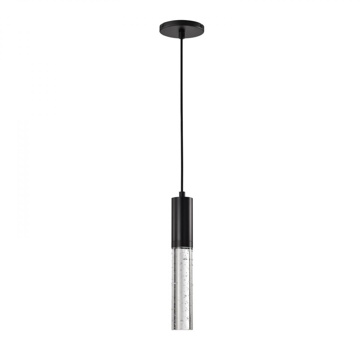 RGB Lacey 2-inch LED mini pendant light by Satco featuring matte black finish and K9 bubble crystal for modern LED lighting.