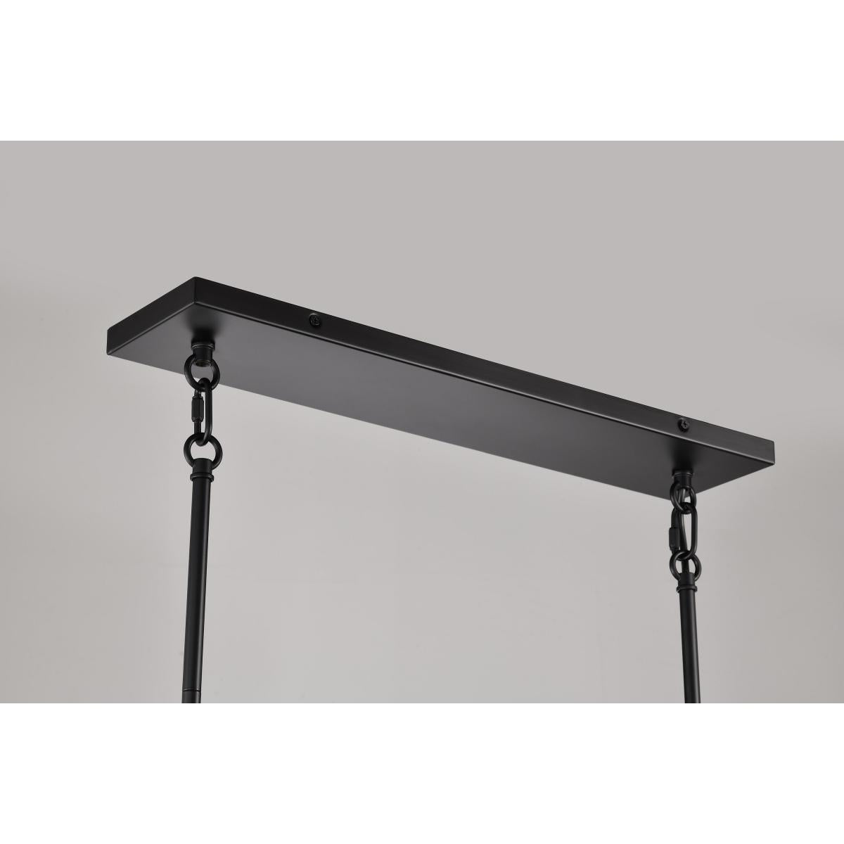 RGB Lacey 23-inch LED island pendant light by Satco, matte black finish with K9 bubble crystal accents, modern LED lighting fixture.