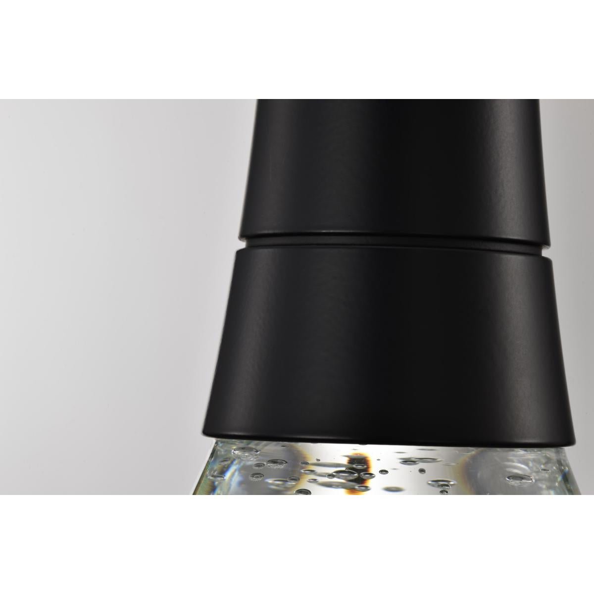 RGB Lacey 4-inch LED mini pendant by Satco featuring matte black finish and K9 bubble crystal for modern LED lighting.