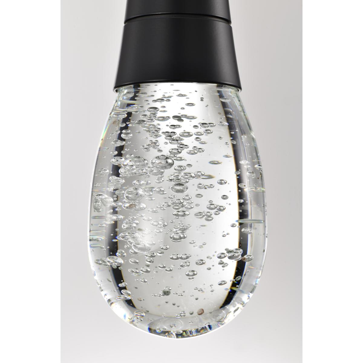 RGB Lacey 4-inch LED mini pendant by Satco featuring a matte black finish and K9 bubble crystal for modern lighting.