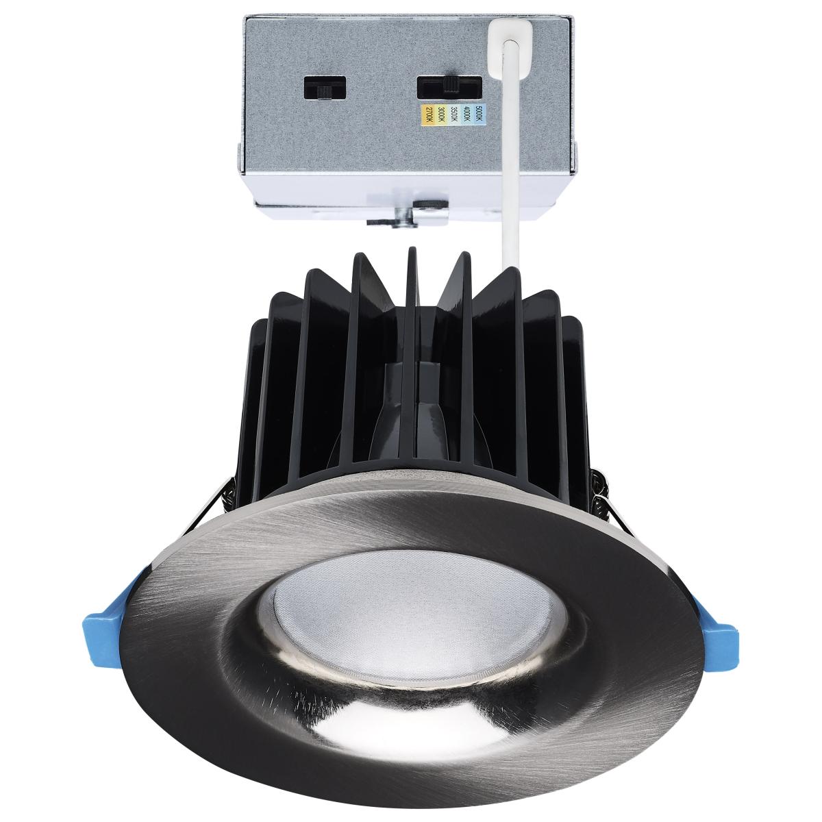 Satco 3-inch brushed nickel LED recessed retrofit downlight with remote driver, available in 16, 20, or 24 watt options