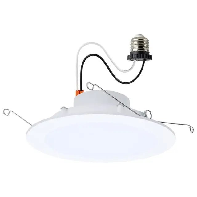 Satco 6-inch LED flat downlight retrofit kit with CCT selectable, 9.5W, round recessed LED light for ceiling installation